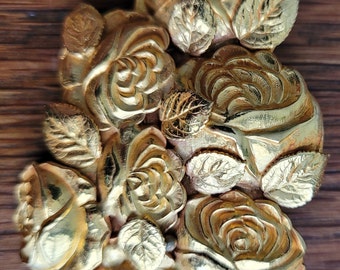 Vintage Dominique Aurientis Gilt Roses Brooch - 1980s French Designer Pin