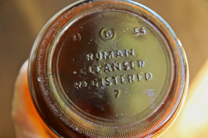 Vintage collectable Amber glass bottle Roman Cleanser Bleach Etsy