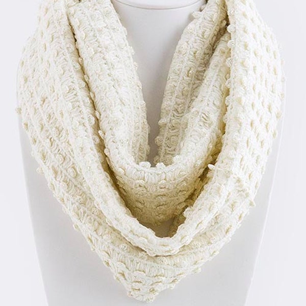 Infinity SCARF KNIT Ivory soft  warm scarf