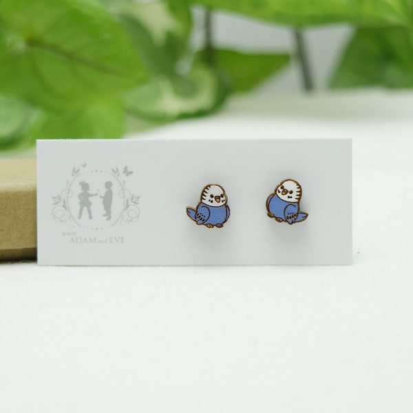 Blue and Green Budgie - Laser Cut Stud Earrings - Bird earrings - budgerigar earrings - Gift for her - Native Australian Animals