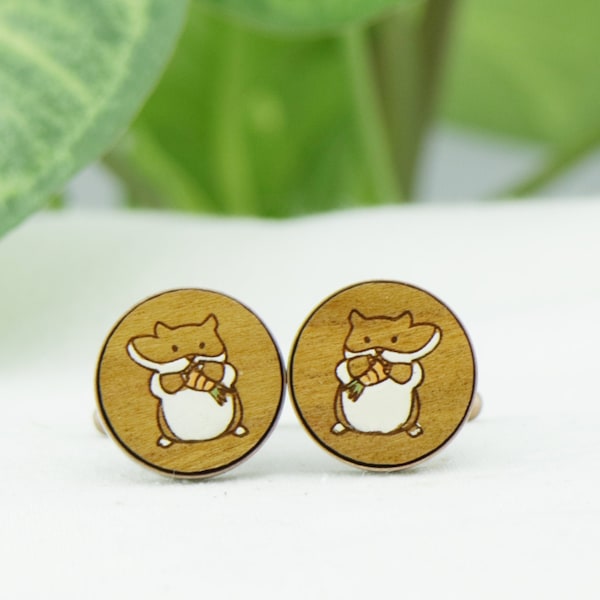 Hamster Laser Cut Wood Cufflinks - Wedding Cuff Links - Groom Present - Groomsmen cufflinks - Animal cufflinks - Australian Seller