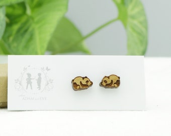 Cute Panda Stud Earrings - Laser Cut Stud Earrings - Wooden earrings - unusual gift idea - Panda gifts - panda gifts for girls - animal stud