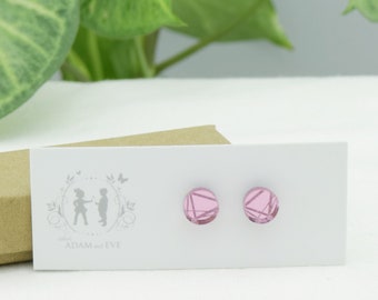 Small Pink Mirrored circle earrings - Lasercut earrings - Laser cut earrings - little girl earrings - Australian Seller
