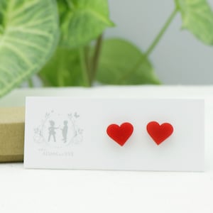 Red Acrylic Hearts Laser Cut Stud Earrings - Queen of hearts - Red Earrings - Love Heart Earrings - Womens Gift - Valentine gift for her