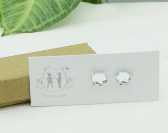 Clear Mirrored Acrylic Pigs Stud Earrings - Laser Cut Earrings - Mirrored Earrings - Farmyard Jewelry - Quirky earrings - Hypoallergenic