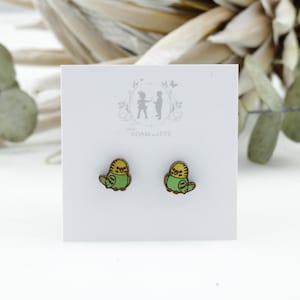 Green Budgie - Budgerigar - Laser Cut Stud Earrings - Bird earrings - budgerigar earrings - Gift for her - Native Australian Animals