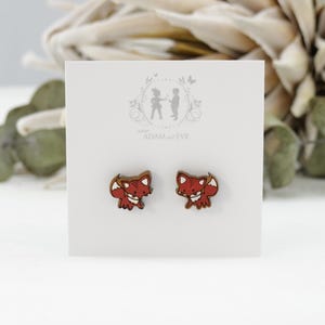 Fox Earrings - Fox Jewelry - Woodland animal stud earrings - Laser Cut Stud Earrings - Wooden Earrings -