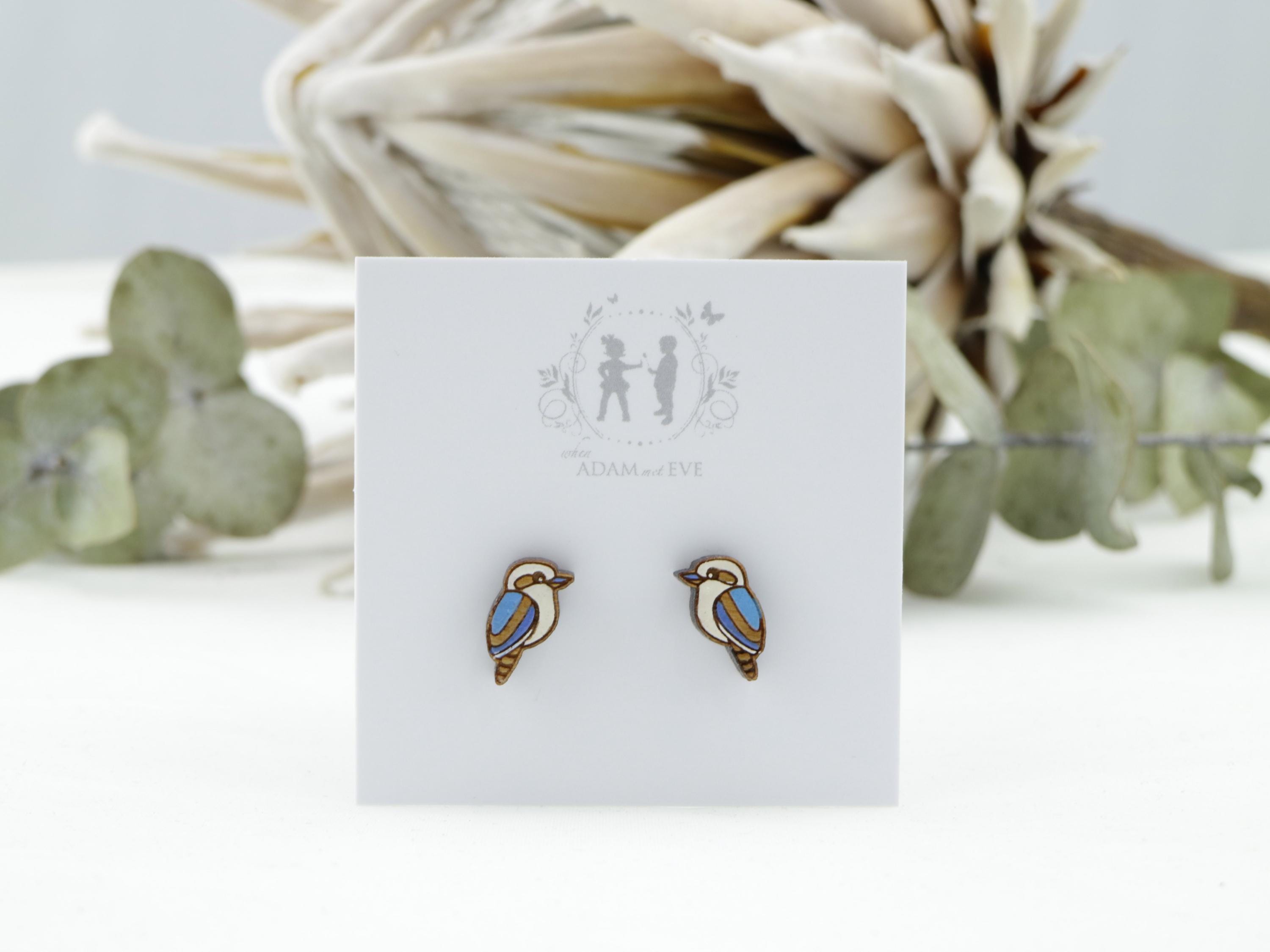 Kookaburra Earrings - Bird earrings - Australian earrings - Australian studs - Gift for her - Lasercut earrings - Bird earrings