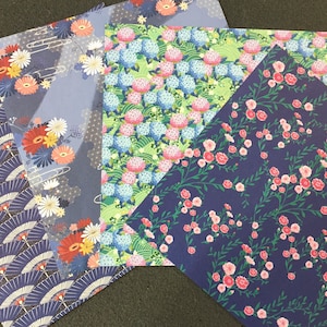Japanese Origami Paper: Floral Blossoms, Set of 4 (8&quot; x 8&quot;)