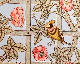 William Morris Vintage Decoupage Paper: Birds and Roses (8.5" x 11")