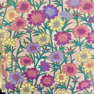 Japanese Chiyogami Paper: Purple Daisies with Gold Highlights (5 x 4.25 inch, 2 Sheets)