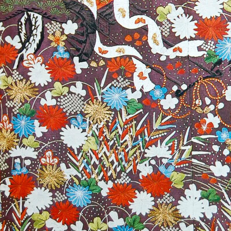Kimono Japanese Design Decoupage Paper Flower Embroidery Etsy