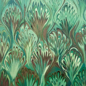 Florentine Paper, Green and Gold Marbled Print, Decoupage Paper, Collage Paper, 5 x 4.25", Origami, Paper Crafts, Scrapbooking, 2 Sheets