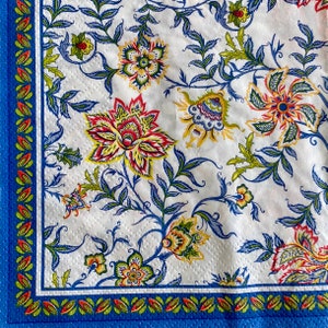 Blue Florentine Floral Paper Napkins: Decoupage & Scrapbooking (Set of 3)