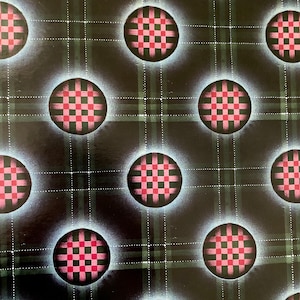 Art Deco Decoupage Paper: Red & Black Circles, Abstract Design (Two 11x8.5&quot; Sheets)
