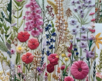 Embroidered Flowers Paper Pack: Pastel Fine Paper for Crafts (6x4", Set of 8)
