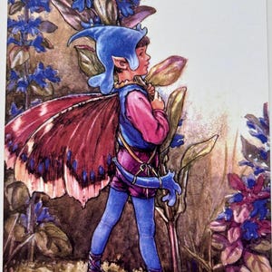 Fairies and Flowers, Fairy Postcard, Fairy Art, Postcard Art, Vintage Style Illustration, Collage Paper,  Ephemera Postcard,