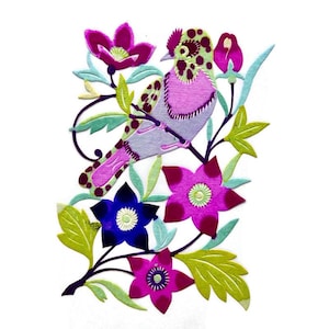 Hand-Painted Chinese Paper Cut: Bird & Flowers Rice Paper Art