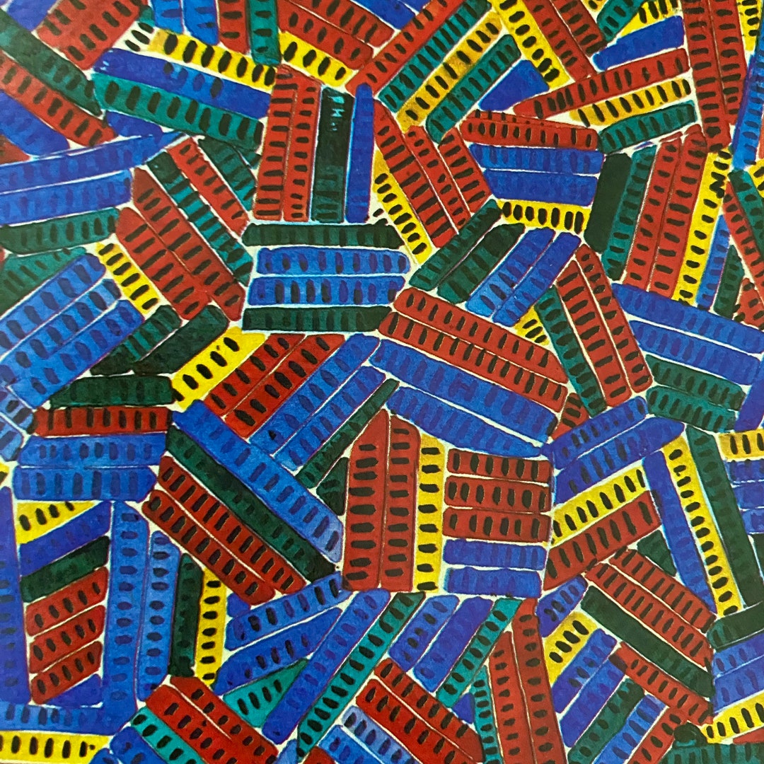 Decoupage, Art Deco Design, Abstract in Blue, Red and Yellow