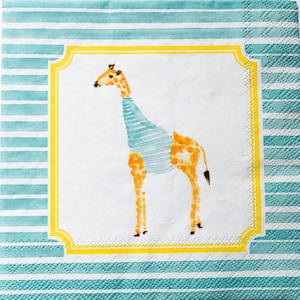 Painted Giraffe Decoupage Napkins: Baby Shower Decor (Set of 3)