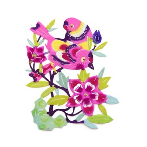 Vintage Chinese Paper-cut: Hand-painted Love Birds & Flowers