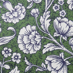 Florentine Paper, Green and White Floral Motif for Paper Crafts, Decoupage, Collage Paper, Scrapbooking, Italian Paper, 2 Sheets 5&quot; x 4.25&quot;