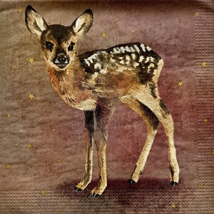 Deer Decoupage Napkins: Fawn Paper Napkins, Collage (Set of 3)