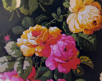 Two Sheets of Vintage French Flowers Decoupage Paper, Wrapping Paper, Paper Pattern, Cabbage Roses 8.5 x 11 inches