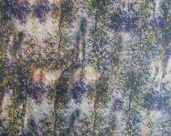 Monet Poplars Painting Paper: Impressionist Scrapbook Collage Sheets