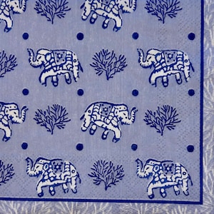 Blue and White Paper Napkin, Elephants, 3 Decoupage Napkins, Paper Napkins, Paper Napkins, Decoupage, Collage, Paper Crafts,Scrapbooking