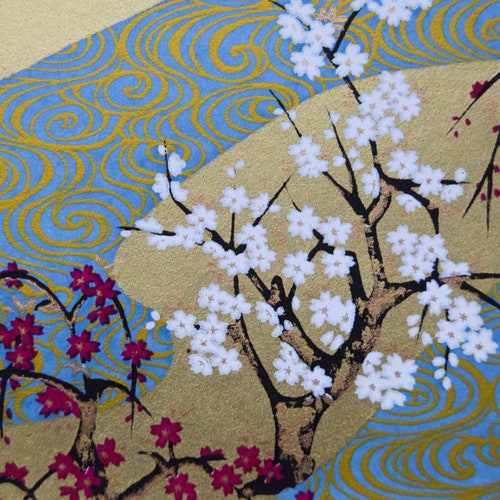 Chiyogami or Yuzen Paper Silver and Purple Plum Blossoms - Etsy