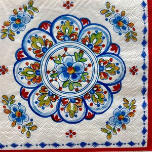 Blue Florentine Floral Paper Napkins: Decoupage Crafts (Set of 3)