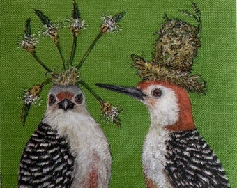 Whimsical Bird Decoupage Napkins: Decorative Paper Napkins, Collage (Set of 3)