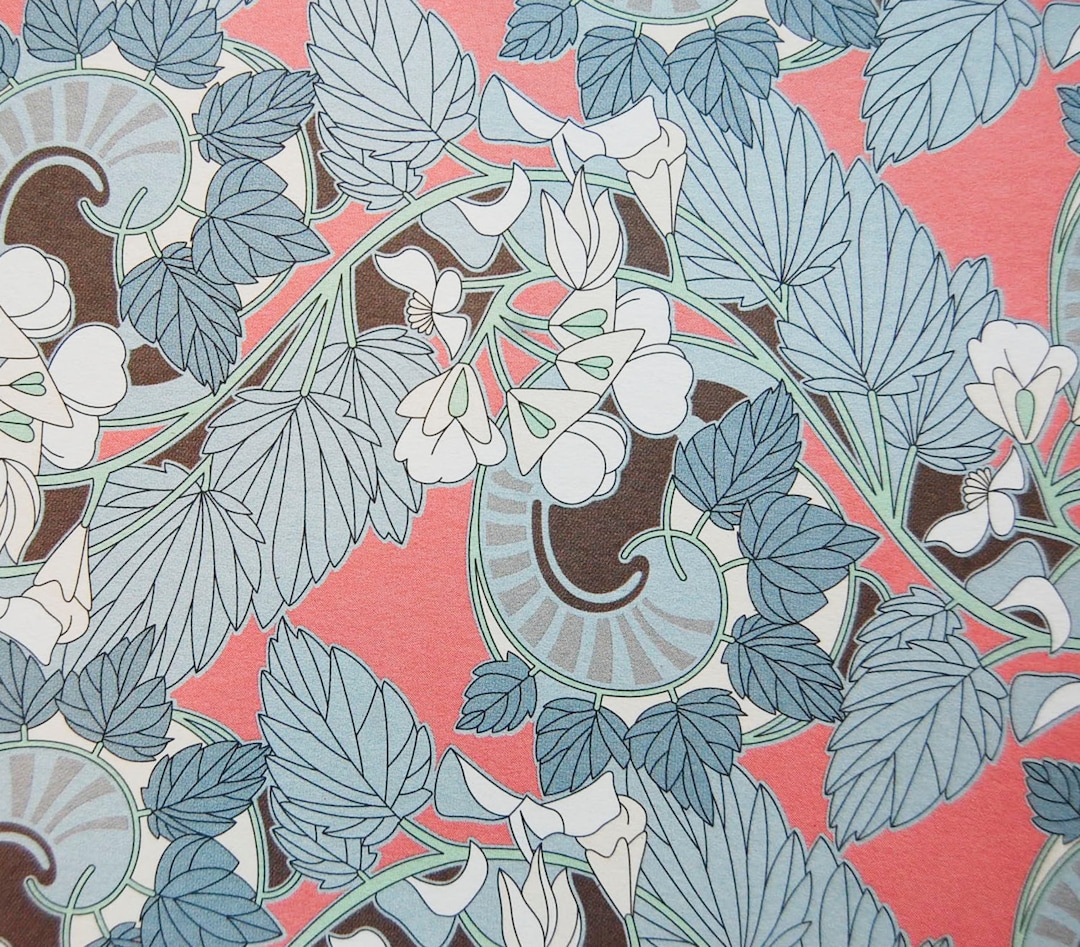 Two Sheets of Decorative Paper Art Nouveau Paper Grey Leaves Etsy