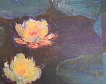 Monet Water Lilies Paper: Impressionist Art, Collage, Scrapbooking (2 Sheets)