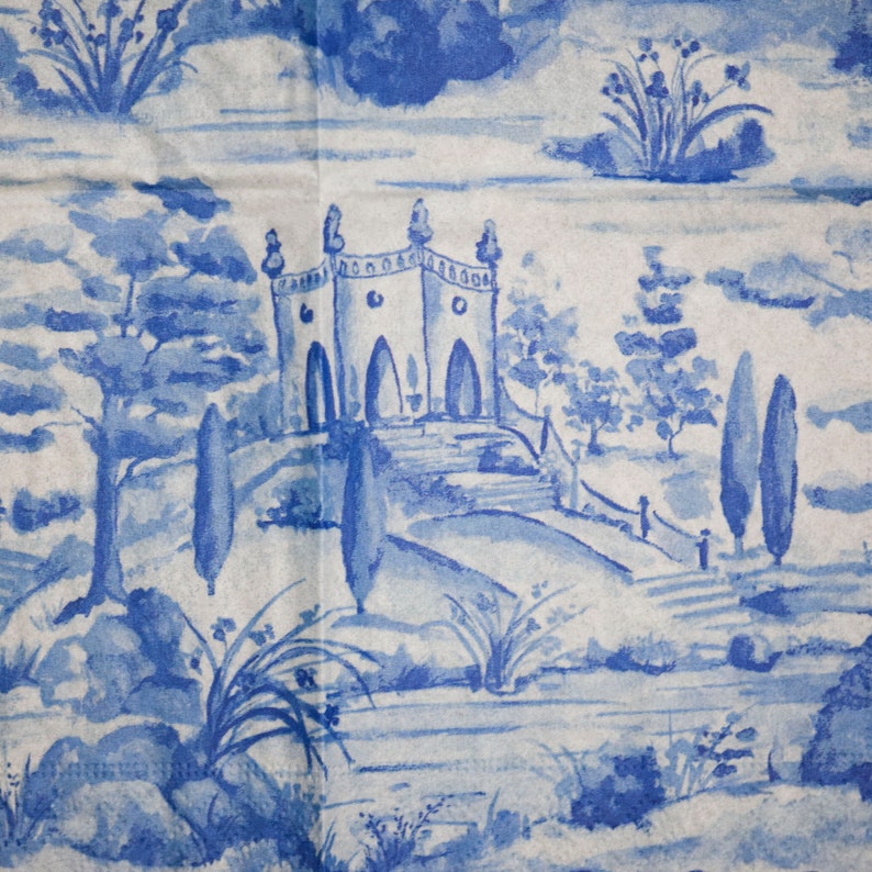 Blue and White Toile Napkins 3 Paper Napkins Decoupage Etsy