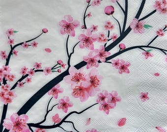 Cherry Blossom Paper Napkins: Decoupage & Collage (Set of 3)