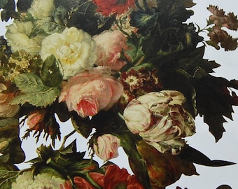 Two Sheets of Vintage Still Life;  Gorgeous Roses, Tulips, Peonies in Vase, Decoupage Paper, Wrapping Paper, Scrapbooking Paper 8.5" x 11"