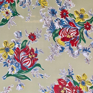 Vintage Style Floral Paper: Mid-Century Decoupage, Scrapbooking (Two 8.5x11 Sheets)