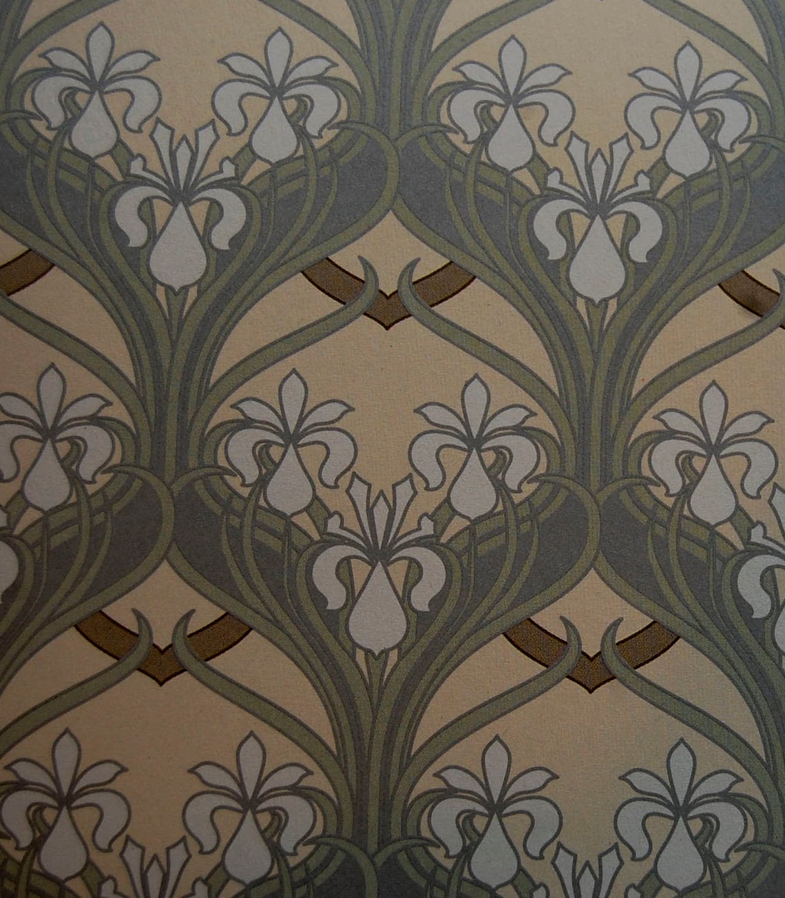 Two Sheets of Decorative Paper Art Nouveau Paper Iris Blooms Etsy