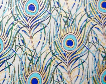 Gold Highlighted Peacock Feather Florentine Paper: Italian Craft (2 Sheets)