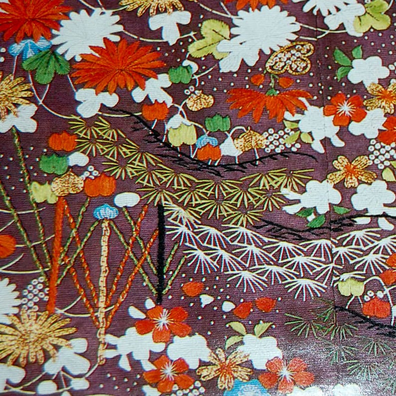Kimono Japanese Design Decoupage Paper Flower Embroidery Etsy