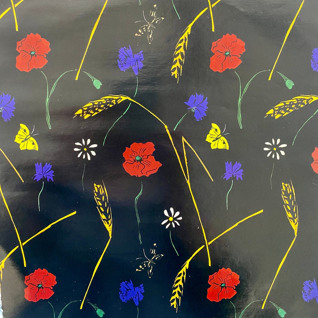 Decoupage, Art Deco Design, Black and Red Floral, Decorative Paper