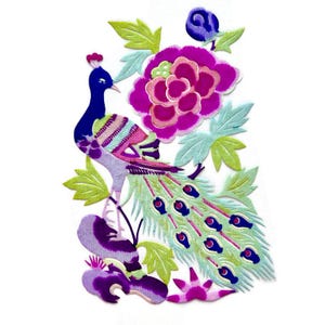 Hand-Painted Chinese Peacock Paper-cut: Floral Rice Paper Art