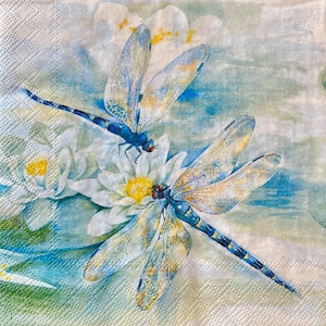 Rare Blue Dragonfly Napkin, Paper Napkins, Decoupage Paper Napkins, Decoupage Supplies, Collage Paper, Paper Crafts, Set of 3 Napkins,