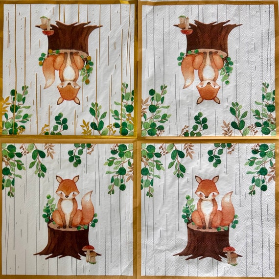 Fox Napkins, Whimsical Paper Napkin, Farm Life, Fox Paper, Napkins for  Decoupage, Decorative Napkins, Collage, 3 Large Decoupage Napkins 