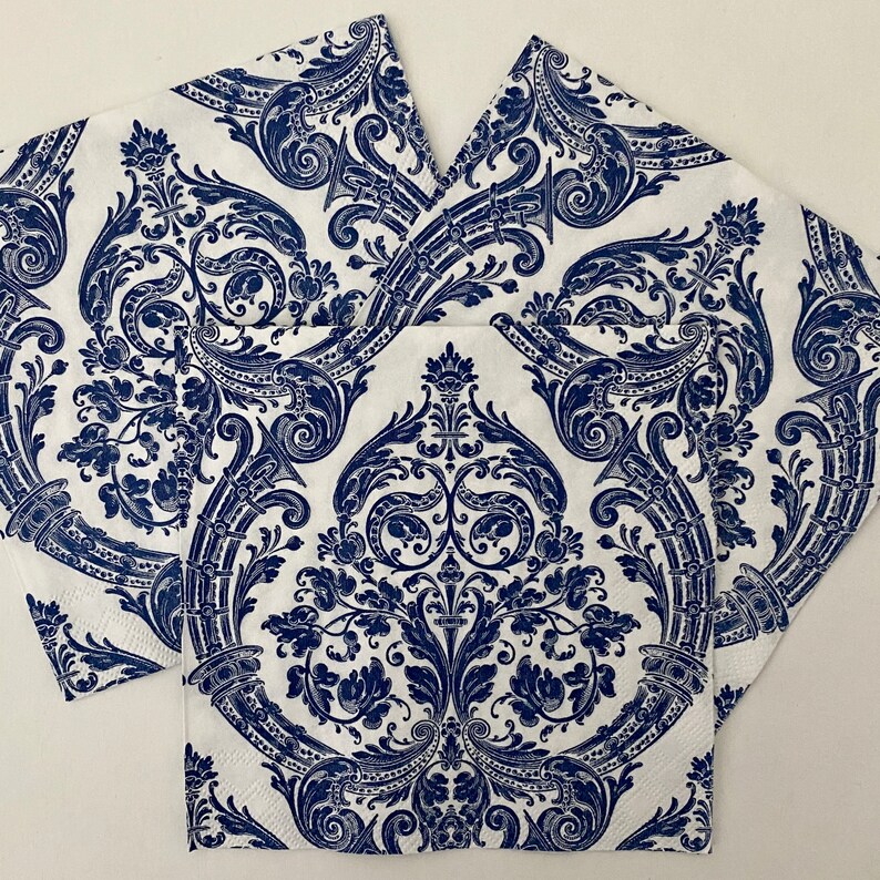 Blue and White Napkins, Paper Napkin, Napkins for Decoupage, Decorative
