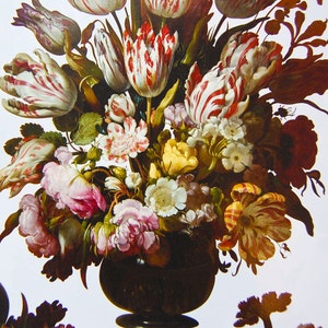 Floral Collage Paper: Vintage Dutch Still Life Roses & Tulips (Two 8.5x11 Sheets)