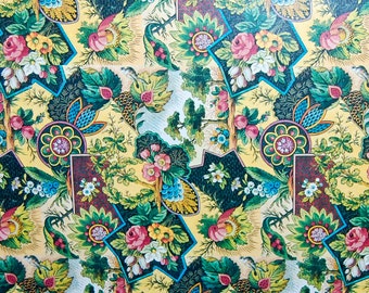 Rare Out of Print French Vintage Paper: Pink Blossoms and Vines Decoupage Paper, Wrapping Paper, Delicate Floral Paper, Two Sheets 8.5 x 11&quot;