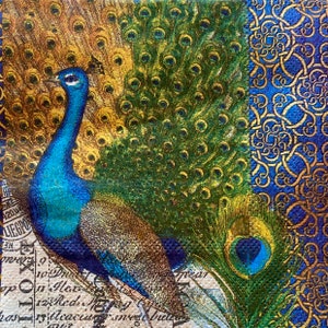 Peacock Paper Napkins: Decoupage & Scrapbooking, Set of 3